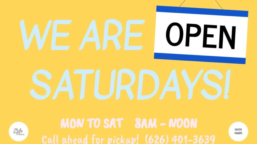 We are back open Saturdays