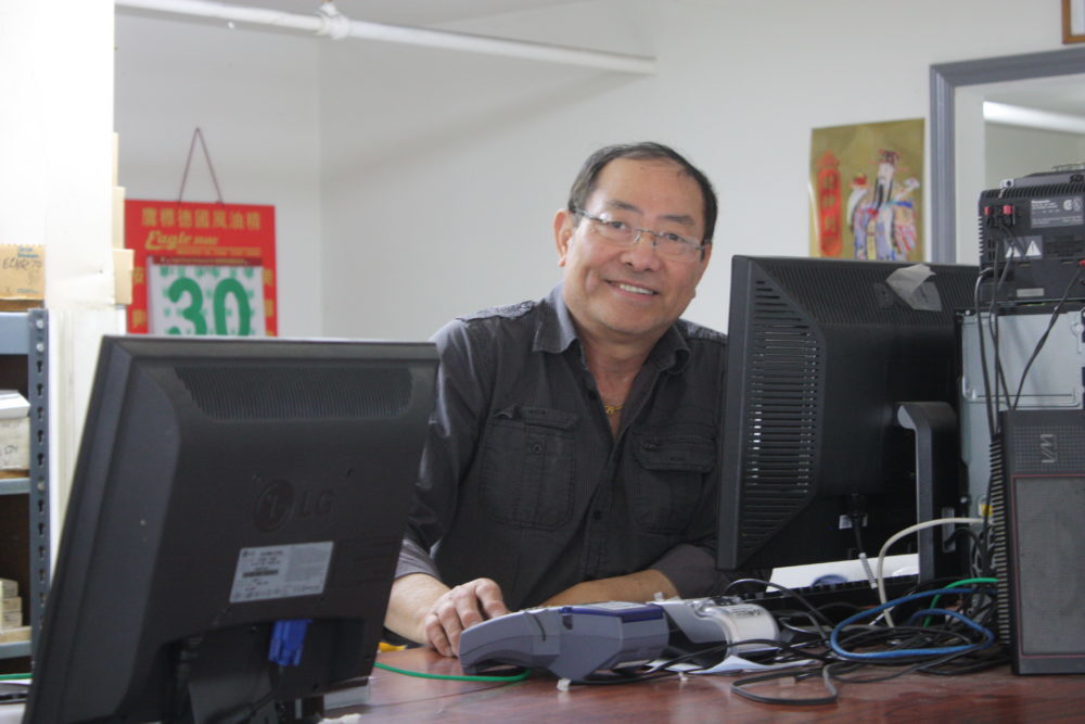 Man at computer working